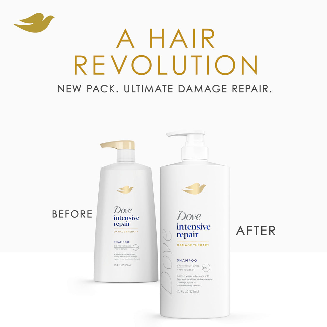 Dove Shampoo 4 Pack Intensive Repair for Damaged Hair with Bio-Protein Care Technology and Amino Serum 28 Fl Oz