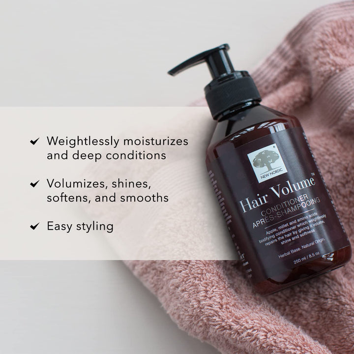 New Nordic Hair Volume Conditioner, Creamy Herbal Recipe to Weightlessly Hydrate, Volumize, Soften & Shine, Vegan, Clean Ingredients, 8.5 Fl Oz