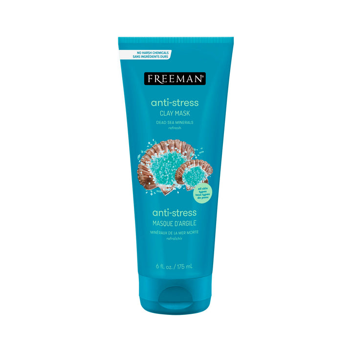 Freeman Anti-Stress Clay Mask, Dead Sea Mineral Face Mask, Lavender & Sea Salt Balance & Calm Skin, Unclog Pores, Facial Mask For All Skin Types, No Harsh Chemicals, 6 fl. oz./175 ml Tube, 1 Count