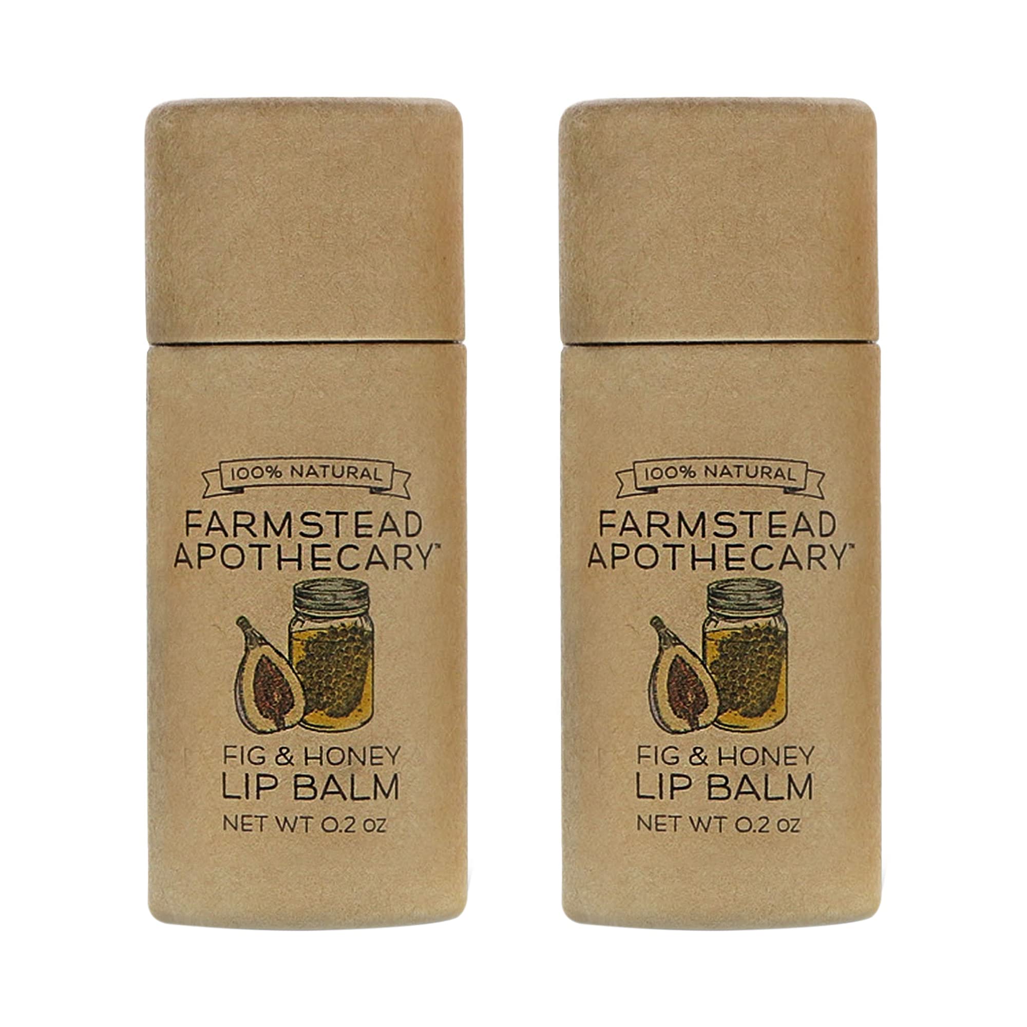 Farmstead Apothecary 100% Natural Lip Balm with Organic Beeswax, Organic Shea Butter & Organic Coconut Oil, Fig & Honey 0.2oz (Pack of 2)