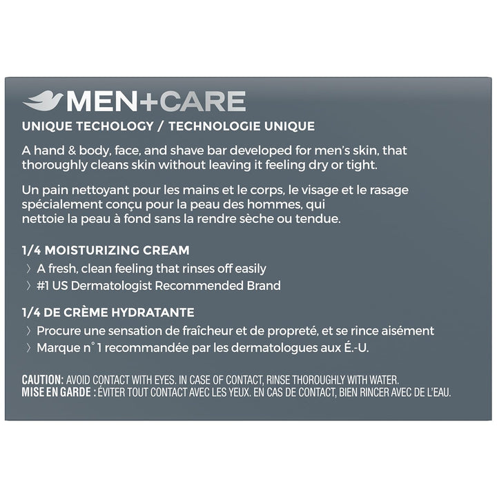 Dove Soap Bar for Men, Men+Care Extra Fresh Scent, 4-Pack – Hydrating 3-in-1 Body, Hand, and Face Cleanser for Men, 2.6 Oz Ea