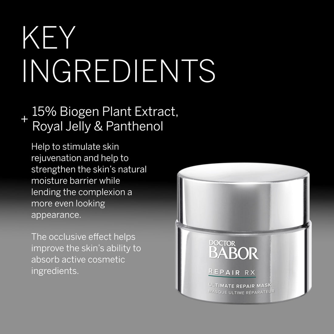 DOCTOR BABOR REPAIR RX Ultimate Repair Mask, Supports Healing to Refine Appearance of Imperfections, with Biogen Plant and Shea Butter to Soften and Smooth Stressed and Scarred, Vegan