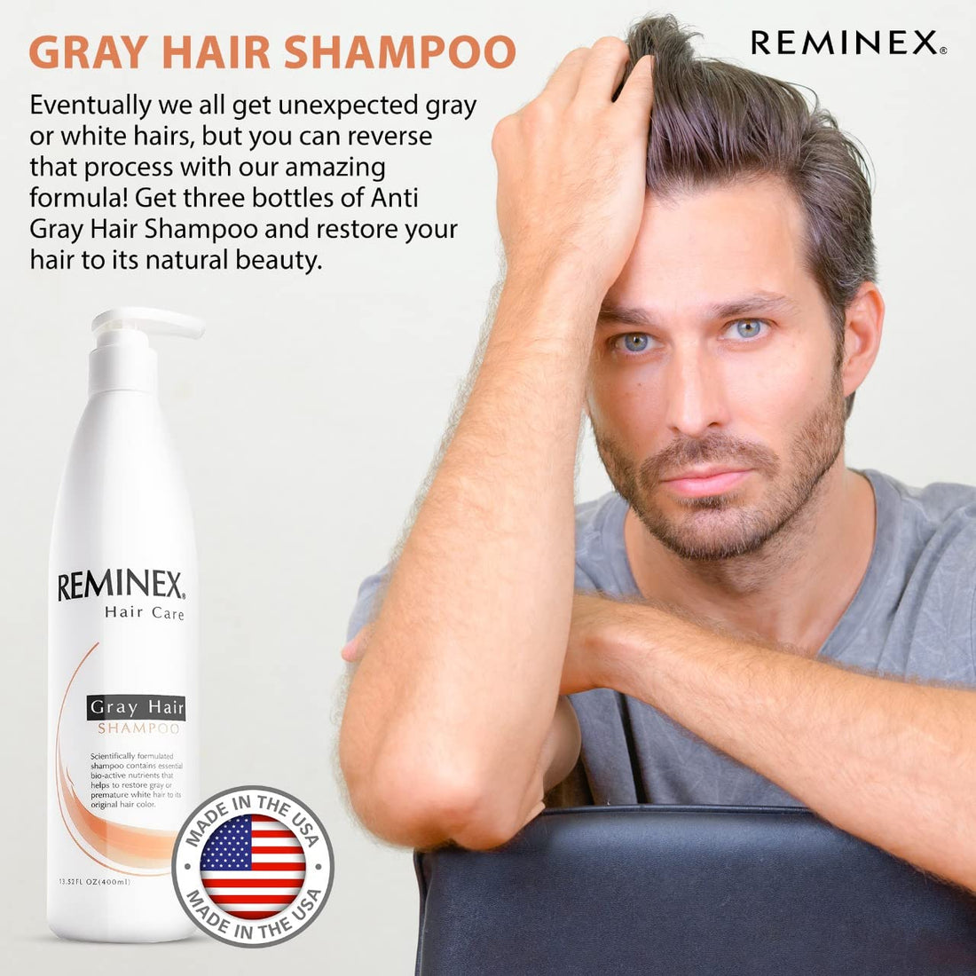 Anti-gray Hair Shampoo - Reminex - Enriched with Shou Wu Saw Palmetto Extract Ginseng Dong Kuai to Help Restore Gray Hair to Their Original Hair Color Hair Shampoo