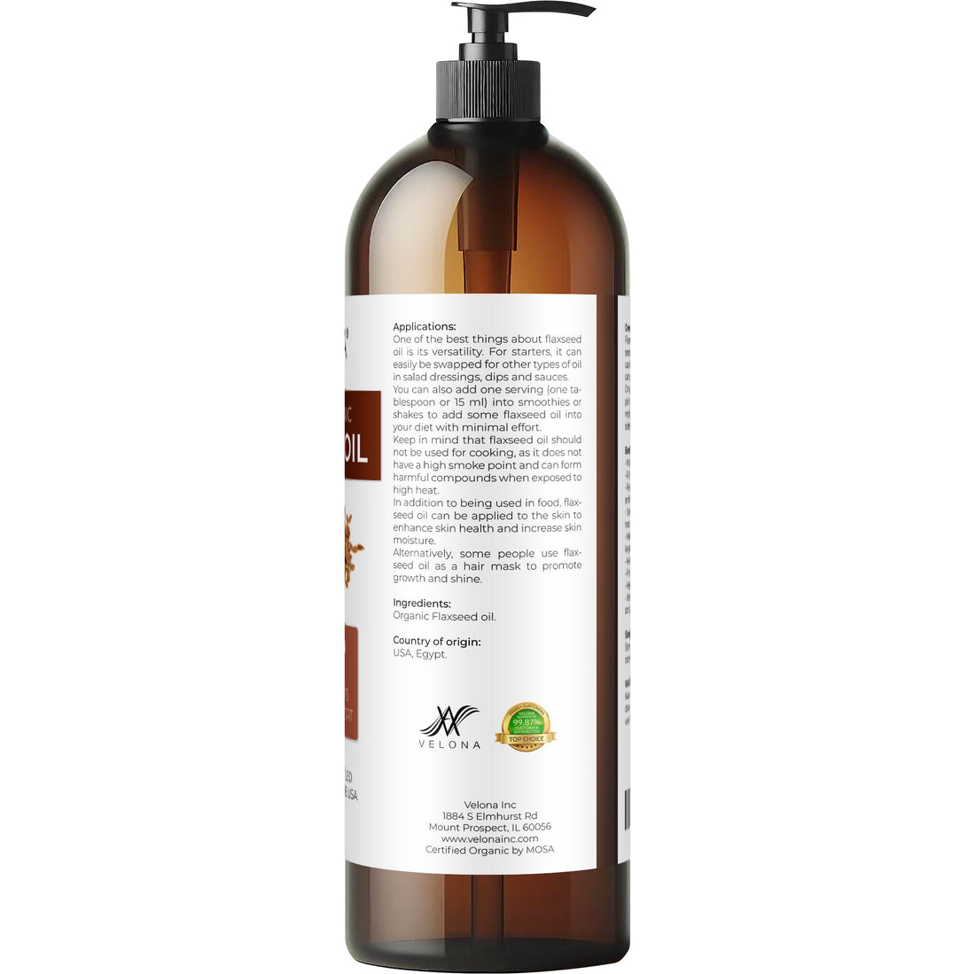velona USDA Certified Organic Flaxseed Oil - 32 fl oz | 100% Pure and Natural Carrier Oil | Unrefined, Cold Pressed | Hair Growth, Body, Face & Skin Care | Use Today - Enjoy Results…