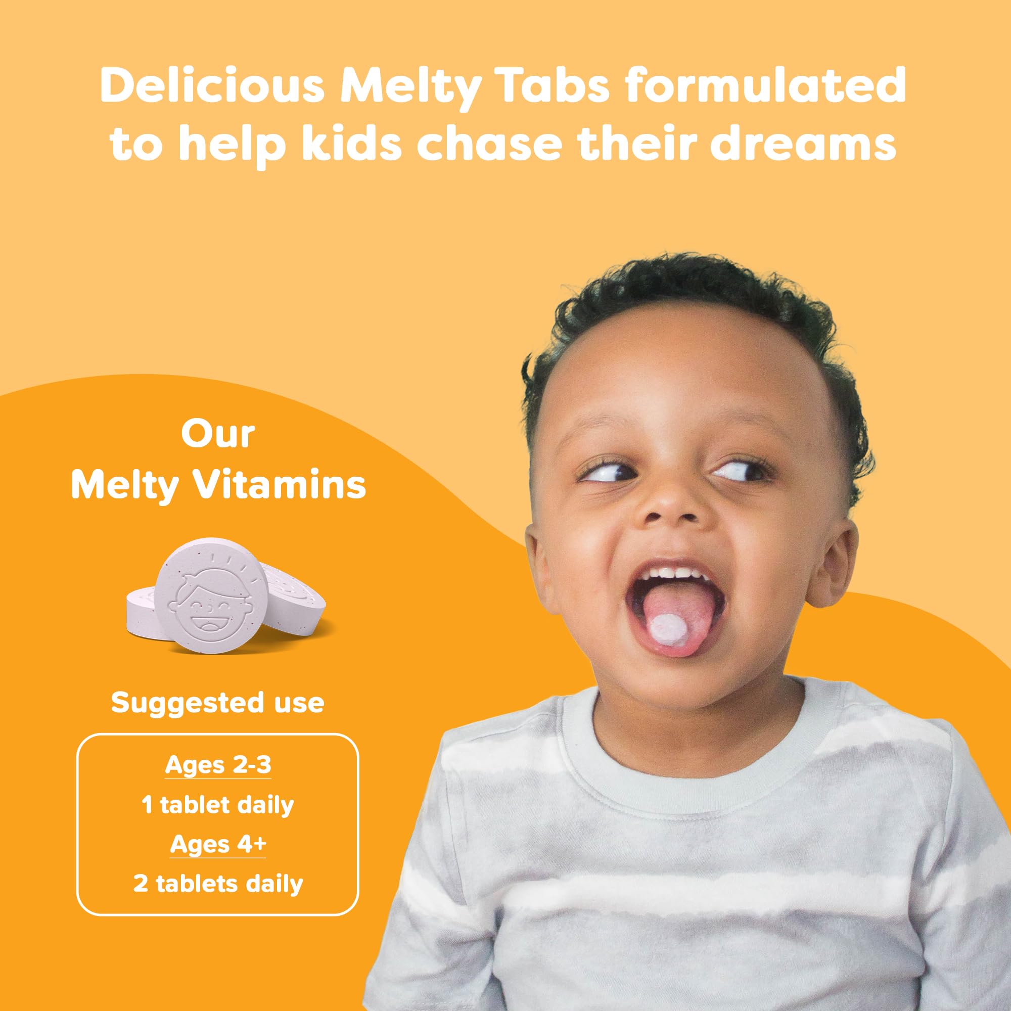 Renzo's Invincible Vitamin C for Kids with Elderberry & Zinc - Dissolvable Kids Vitamins for Immune Support - 60 Orange-Flavored Melty Tabs