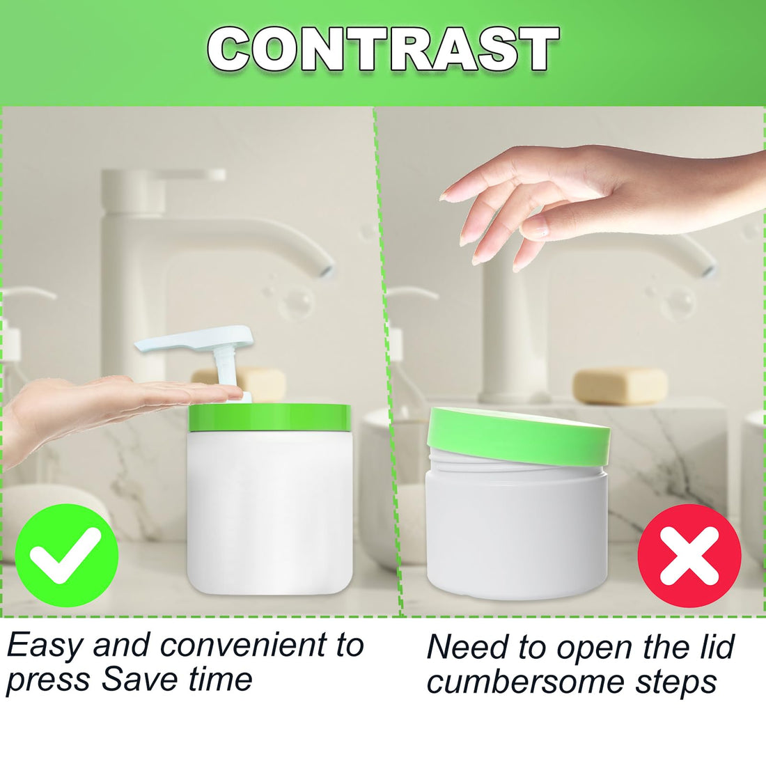 Wide Mouth Pump Dispenser with Lid Compatible for Cetaphil Body Moisturizer 550g/20oz Pump Lid Dispenser 3.54inch Diameter Replacement