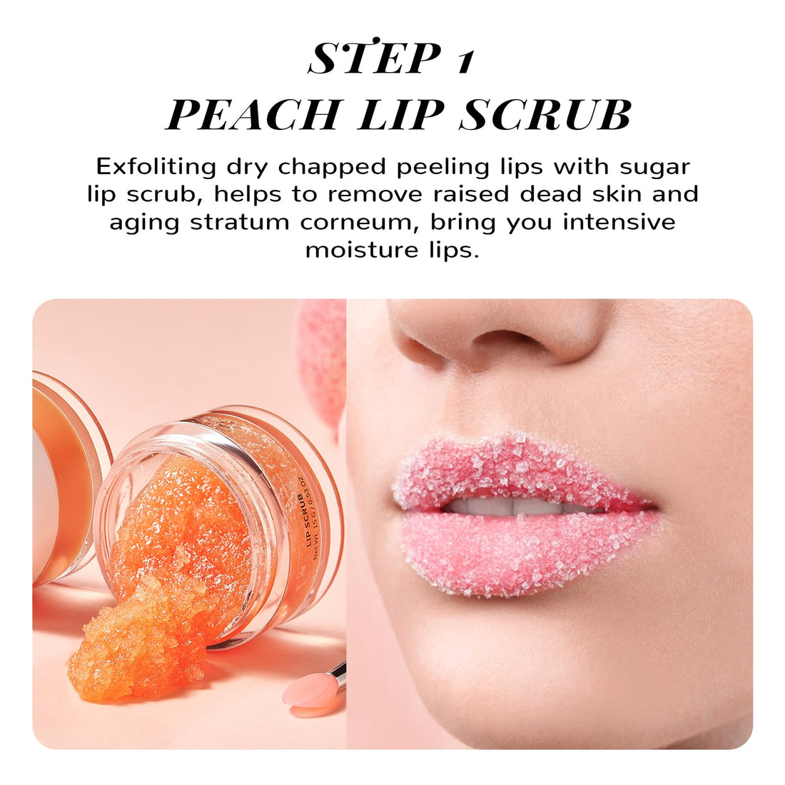 ANAI RUI Lip Mask & Lip Scrub Set, Lip Care Kit, Gift For Mother Girls, Overnight Lip Treatment with Lip Sleeping Mask & Sugar Lip Exfoliator Scrub, Lip Moisturizer for Dry, Chapped, Dark Lips, Peach