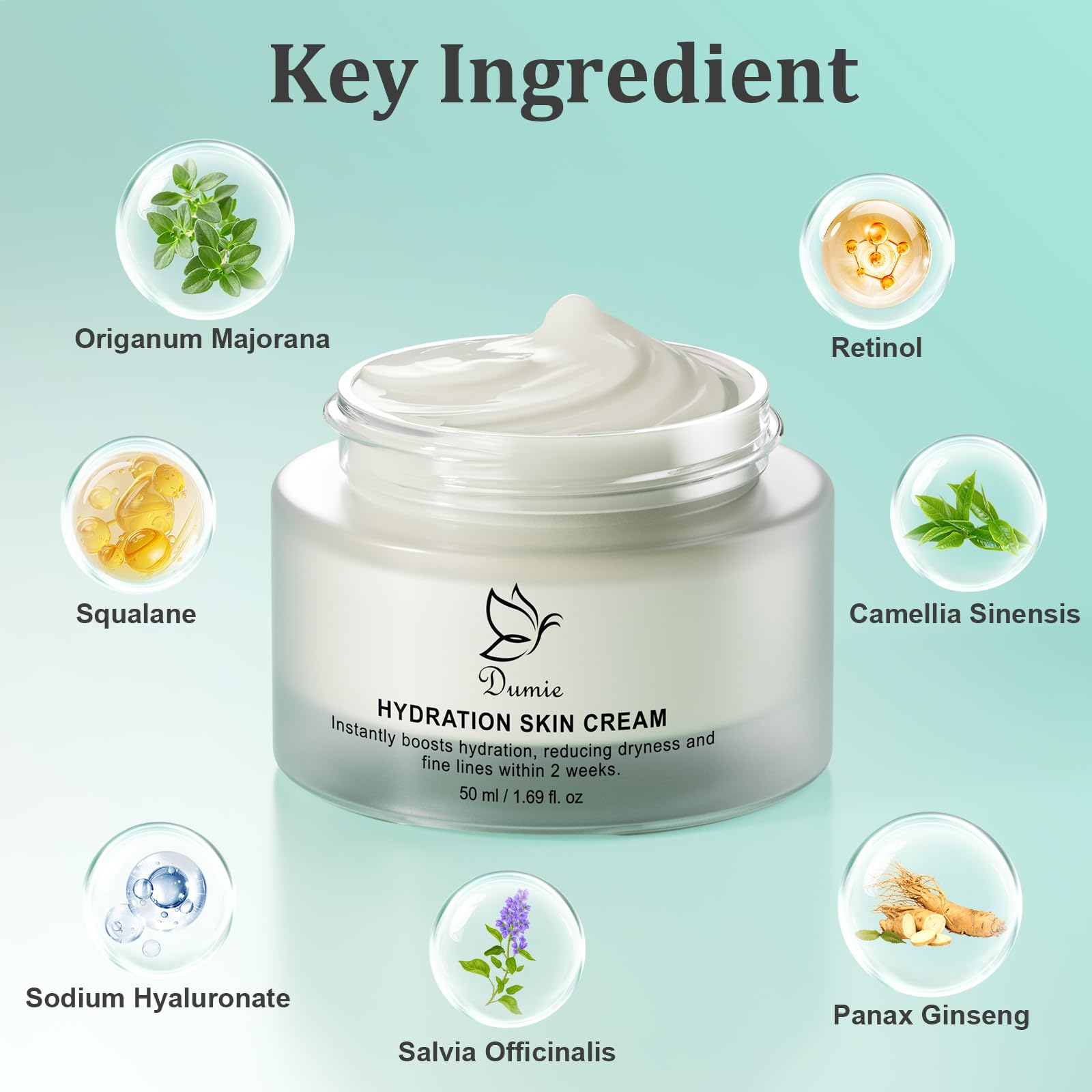 Dumie Anti Aging Face Moisturizer,Reduces Dryness and Fine Lines in 2 Weeks,Instantly Boosts Hydration,Korean Skin Care,1.69 oz/50ml