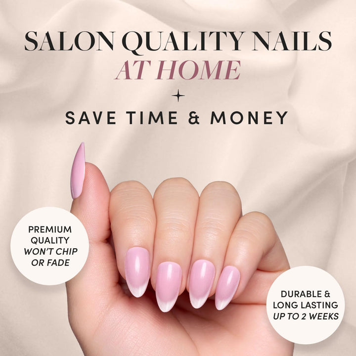 Glamnetic Press On Nails - Lovers Blush | Opaque, Glossy Velvet Pink Nails, Salon Quality | 15 Sizes - 30 Nail Kit with Glue