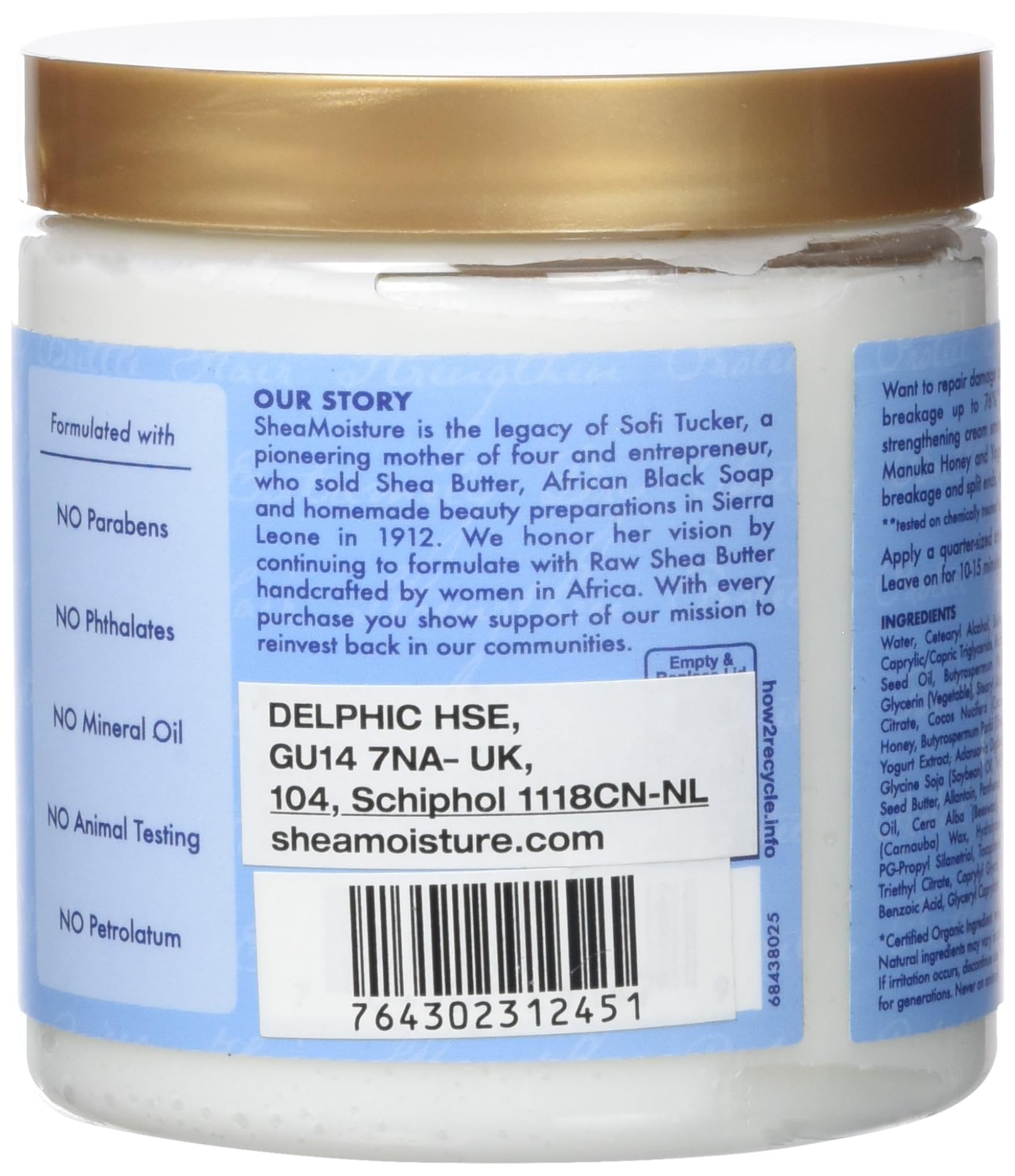 Shea Moisture Manuka Honey and Yogurt Hydrate Plus Repair Protein Power for Unisex Treatment, 8 Ounce