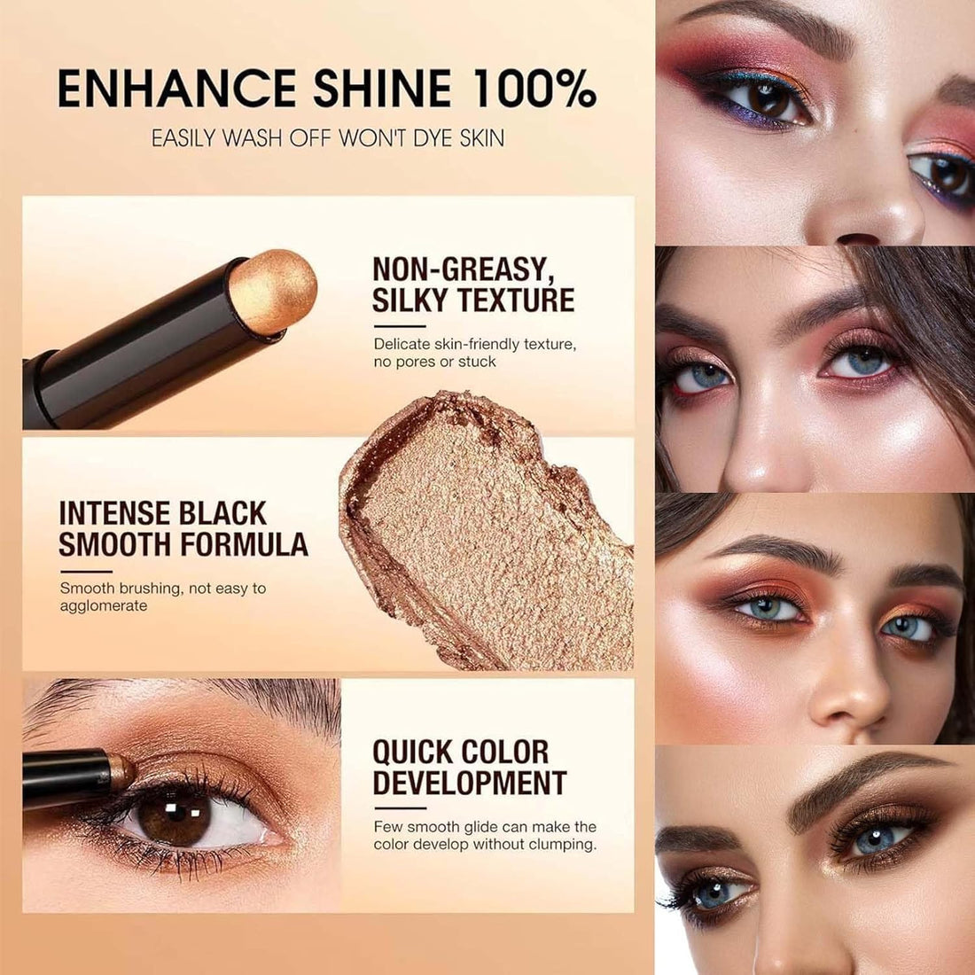 Melsintern Pale Pink Eyeshadow Stick Makeup,Matte Cream Eye Shadow Pencil,High Pigmented Crease proof Glitter Eye Shadow Brightener Stick,Waterproof Long Lasting Eye Highlighter Crayon Eyeliner