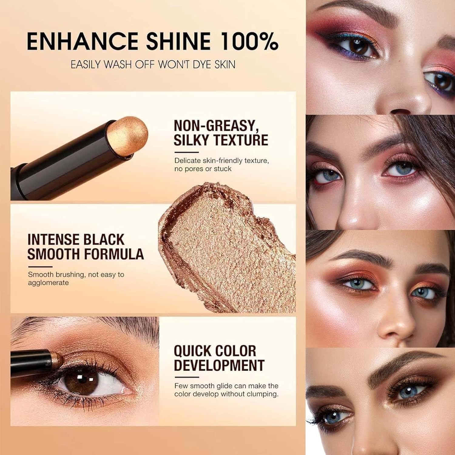 Melsintern Light Taupe Eyeshadow Stick Makeup, Matte Cream Eye Shadow Pencil,High Pigmented Crease proof Glitter Eye Shadow Brightener Stick, Waterproof Long Lasting Eye Highlighter Crayon Eyeliner