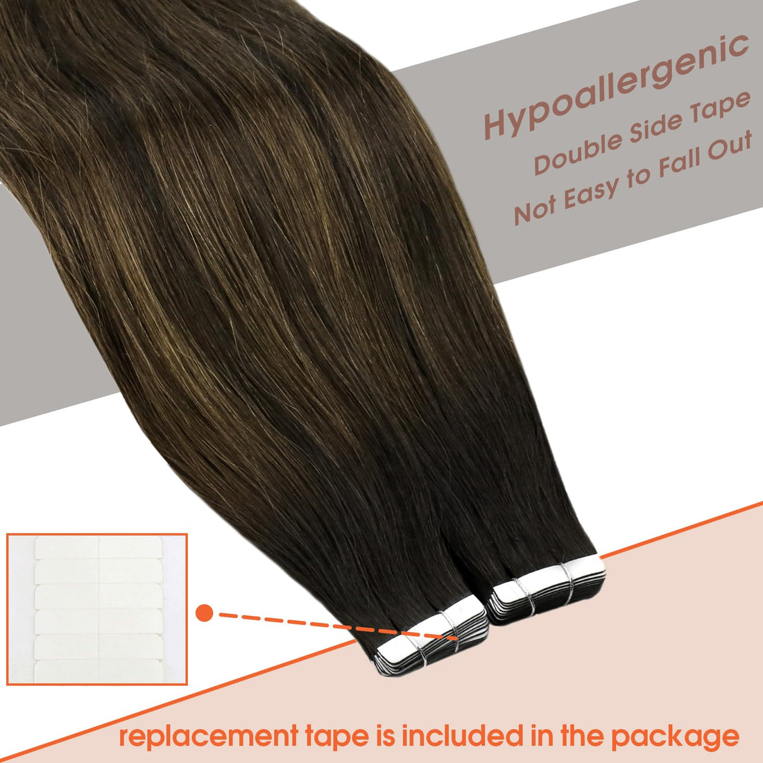 Sunny Brown Balayage Tape-in Human Hair Extensions 14inch Silky Straight Tape in Hair Extensions Glue in Human Hair Salon Style 2.5g/pc 20pcs/pack