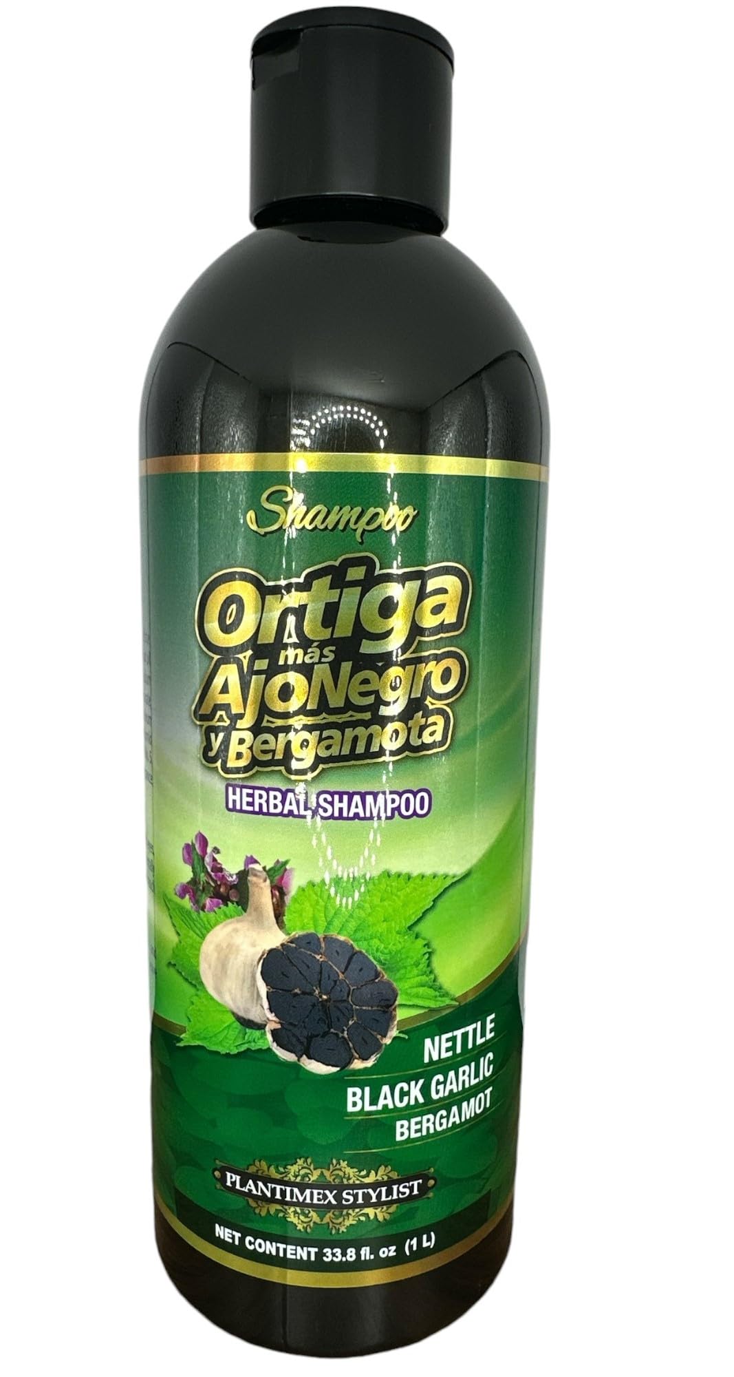 Plantimex Shampoo Ortiga Ajo Negro y bergamota 33.8 FL OZ (1LT) herbal shampoo BERGAMOT