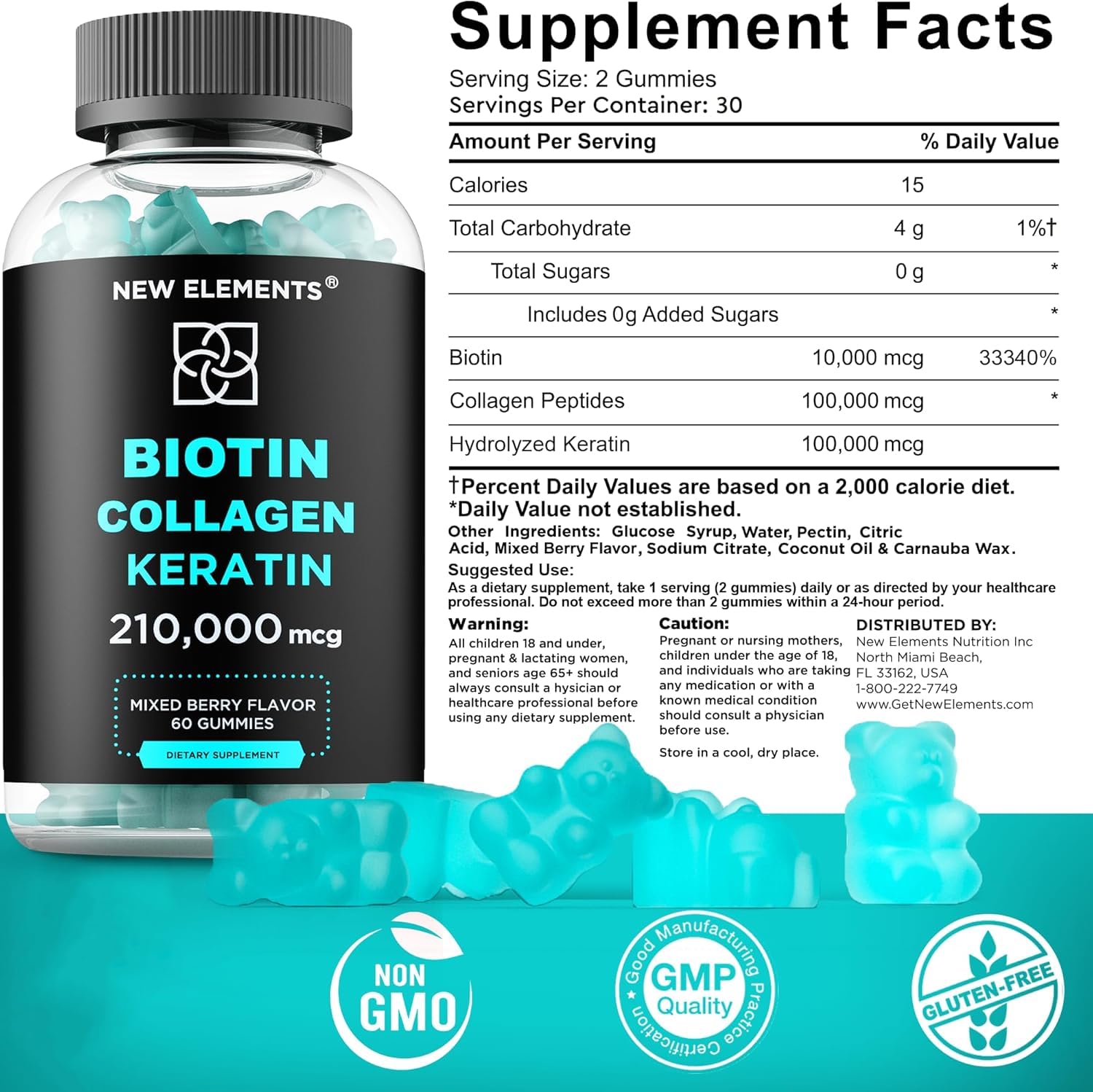 Biotin Gummies with Keratin & Collagen Peptides - Advanced Supplement for Hair Growth Treatment for Men & Women Hair Skin and Nails Vitamins – Biotin 10000mcg | Keratin 100000mcg | Collagen 100000mcg