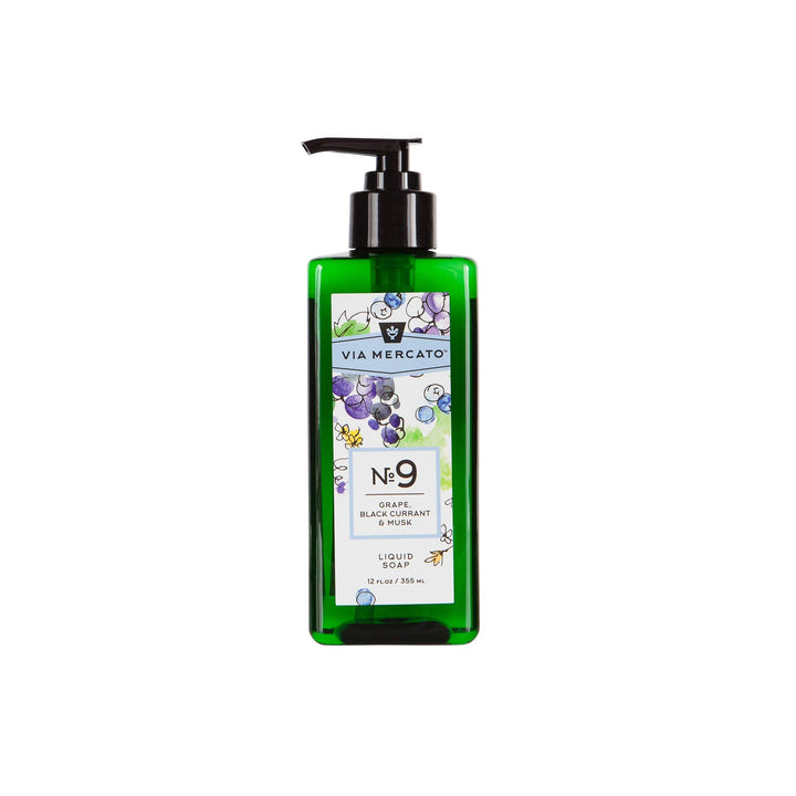 Via Mercato Liquid Soap, Shea Butter Enriched (12 oz) - No. 9 - Grape, Black Currant, and Musk