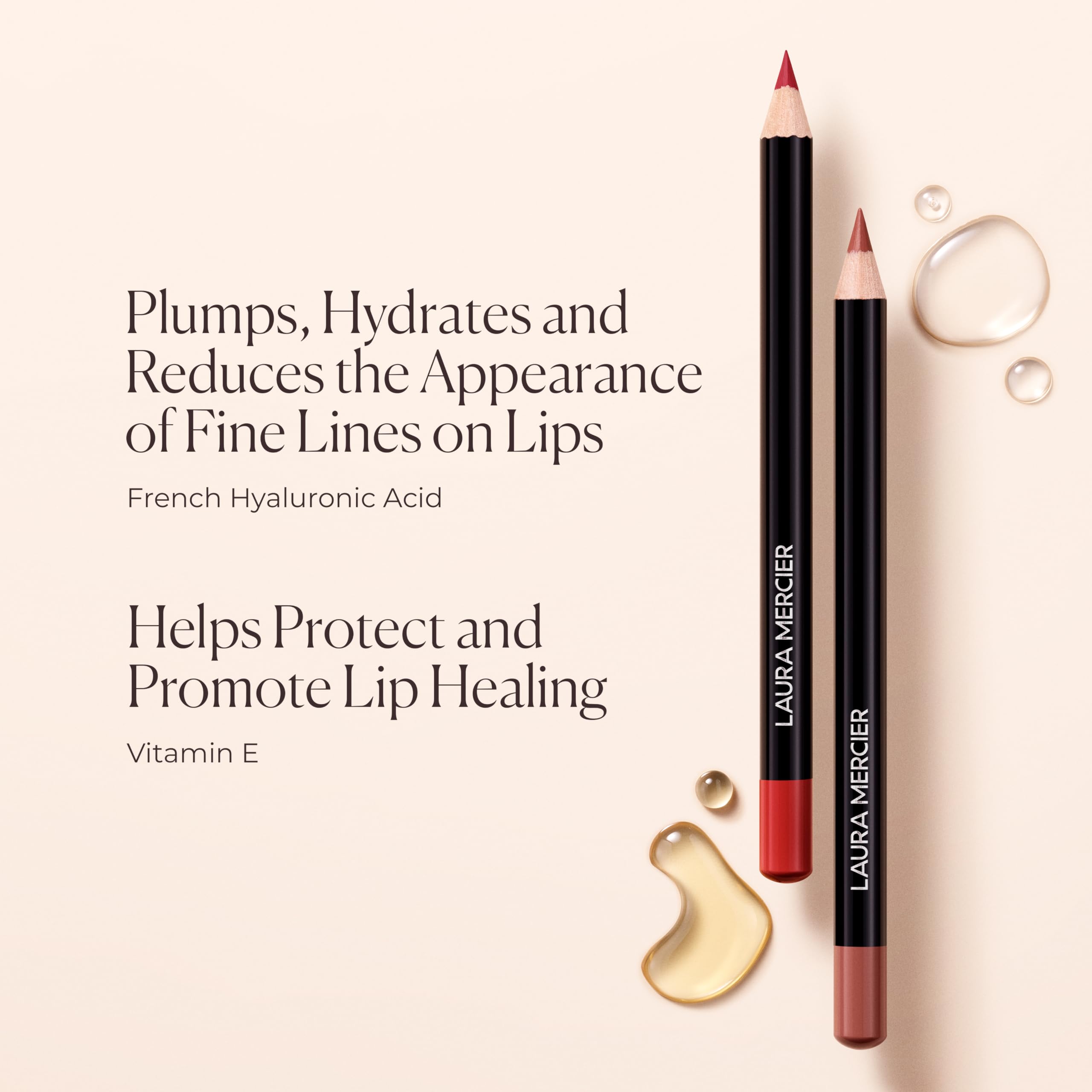 Laura Mercier Caviar Perfecting Lip Liner Pencil, 16HR Longwear, Comfortable Non-Dragging Application, Feather and Water-Proof, Infused with French Hyaluronic Acid and Vitamin E, 02 Plush Pink