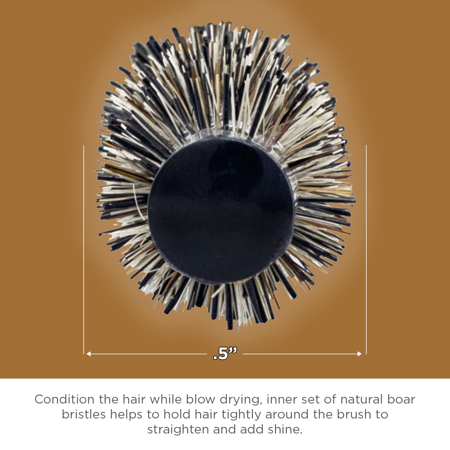 Spornette .75 Inch Mini Rounder Brush (mr-1) Small Round Hair Brush - Metal Thermal Barrel And Boar And Nylon Bristles For Blow Drying, Styling, And Volume To Short Hair And Bangs For Men And Women