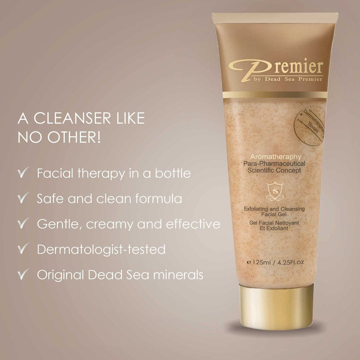 Premier Dead Sea Para-Pharmaceutical Facial Exfoliating Cleanser -Enriched with essential oils & Dead Sea minerals
