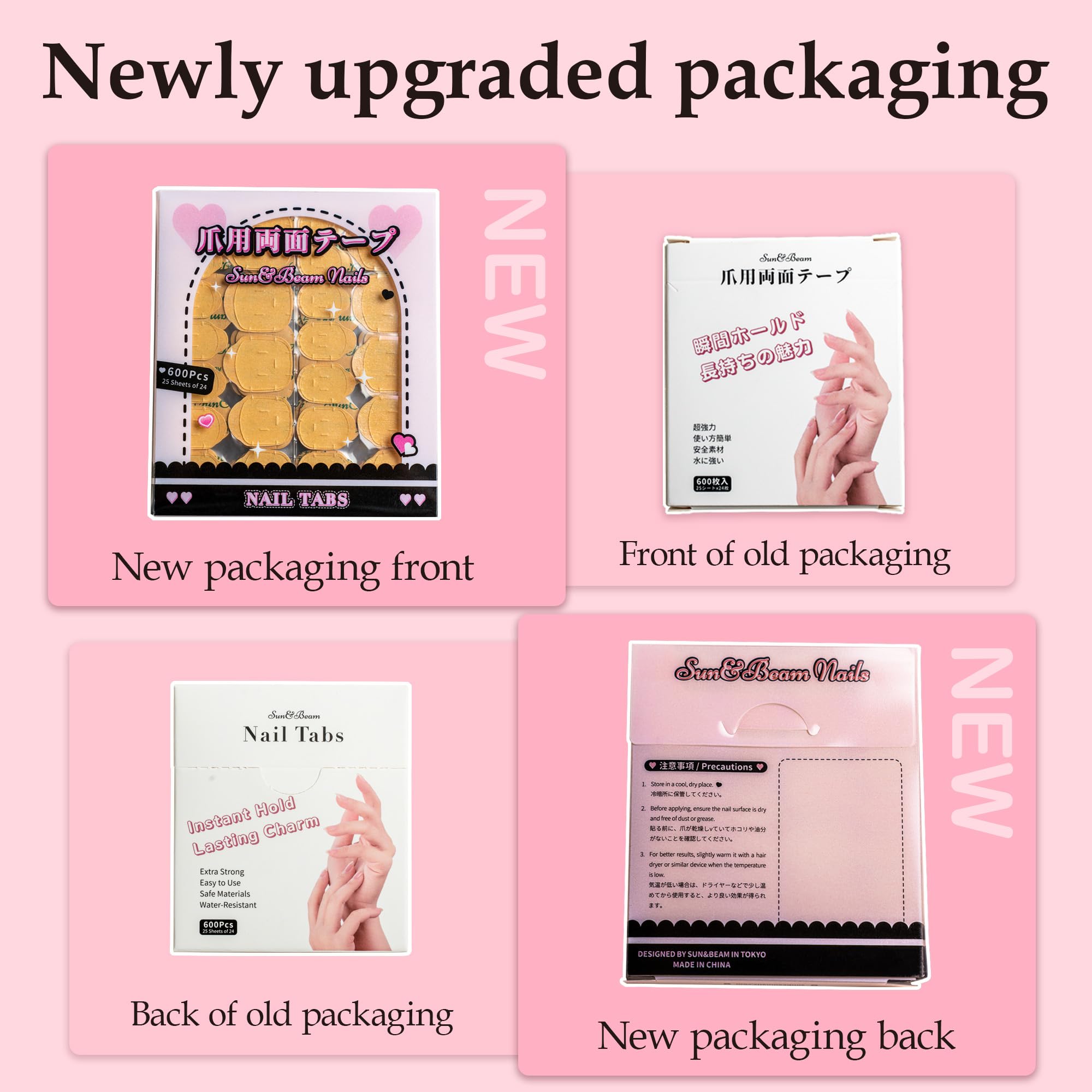 Sun&Beam Nails Adhesive Tabs 25 Sheets for Press On False Nail Tip Gel Glue Double Sided Tape Stickers Waterproof Transparent Strong Sticky (Large Size for Hands/25 Sheet)