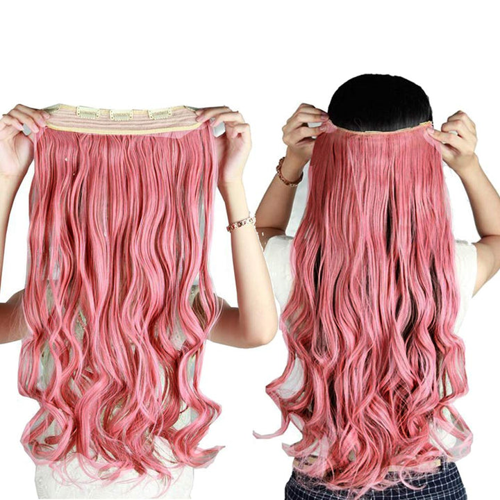S-noilite Trendy 24/26 Straight Curly 3/4 Full Head One Piece 5clips Clip in Hair Extensions Long Poplar Style for Xmas Gifts 22colors (24 - Curly, ash pink)