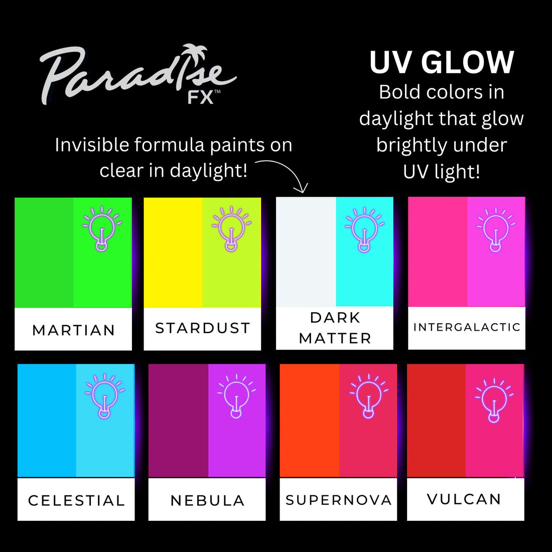 Mehron Makeup Paradise Makeup AQ Refill (.25 oz) (Nebula ââ‚¬â€œ Neon Purple/Purple UV)
