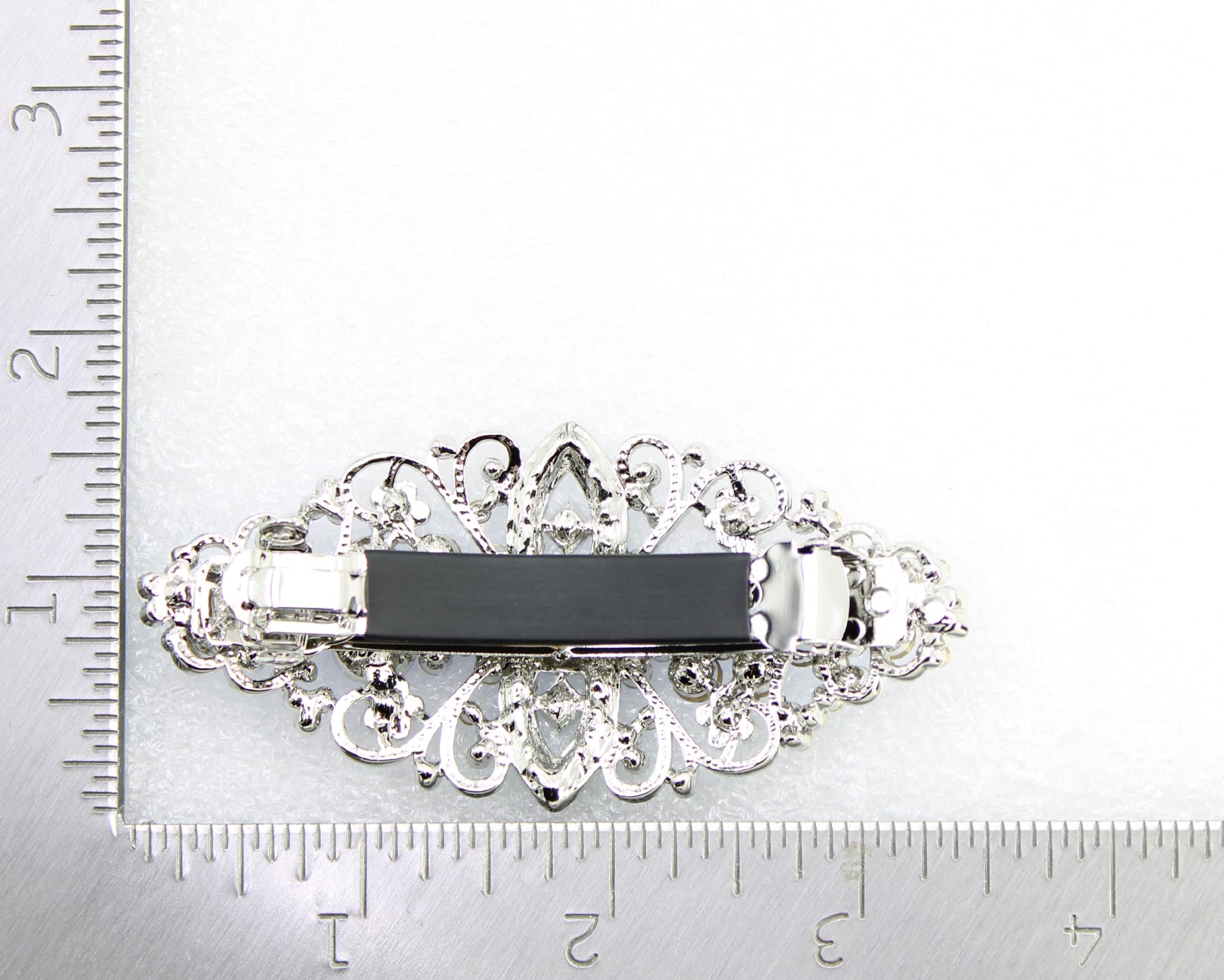 Faship Red Floral Crystal Hair Barrette Clip - Red