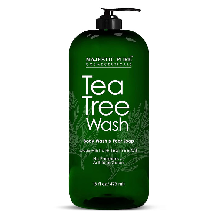 Majestic Pure Tea Tree Body Wash - Formulated to Combat Dry, Flaky Skin - Soothes, Nourishes and Moisturizes Irritated, Chapped, Problem Skin Areas - (Packaging may Vary) -16 fl. oz.