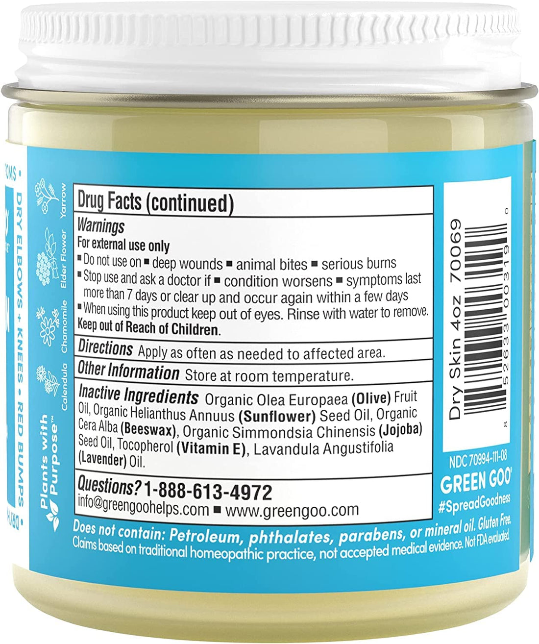 Green Goo Dry Skin Salve, All-Natural Moisturizer for Hydrating The Body & Face, Helps Alleviate Symptoms of Chronic Skin Conditions, 4 Oz