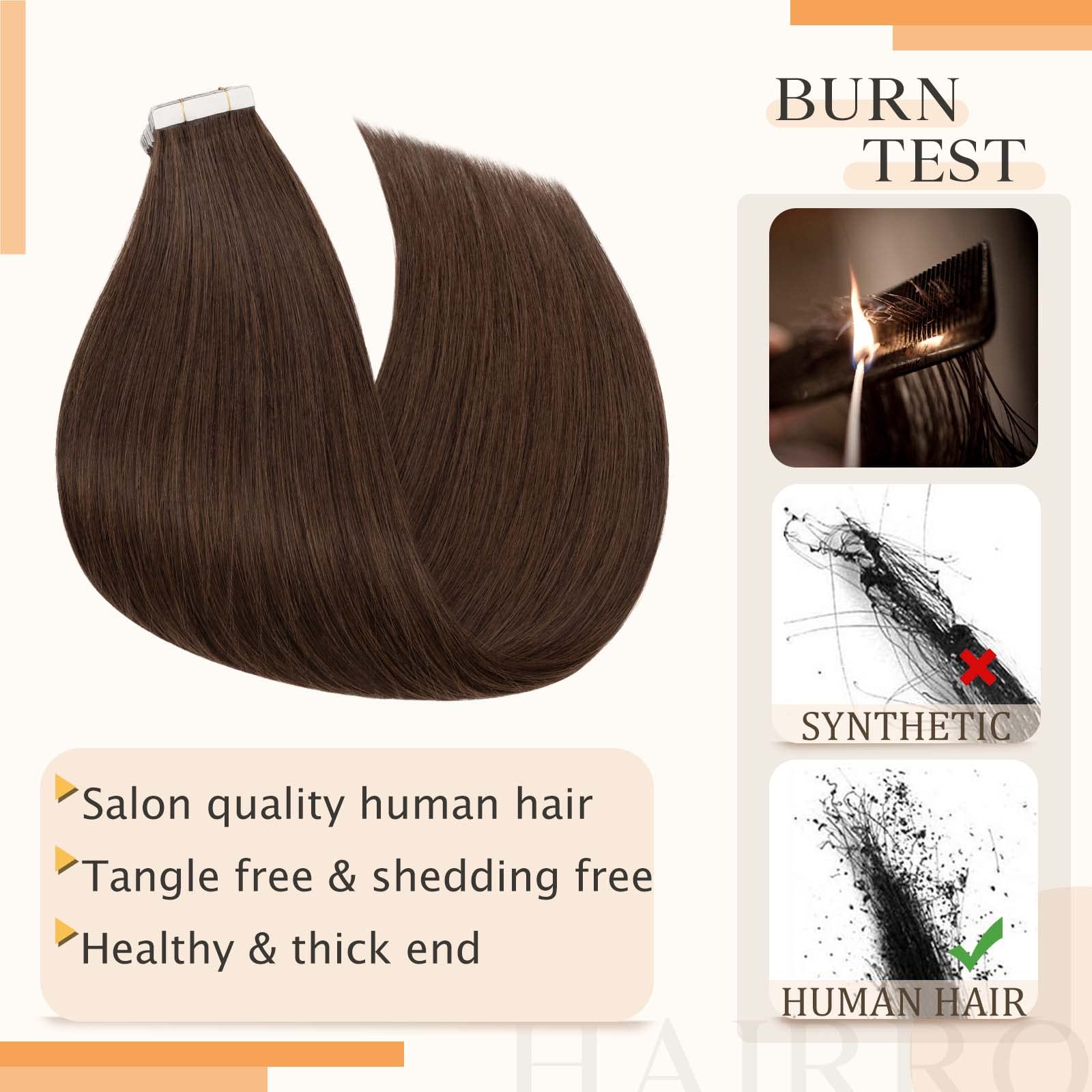 Tape In Human hair Extension Skin Weft Real Hair Extensions Glue In Remy Hairpieces Adhensive Rooted Tape In Strong Double Sided Tape On Hair Pieces For Women 18 inch 30g 20pcs #04 Medium Brown