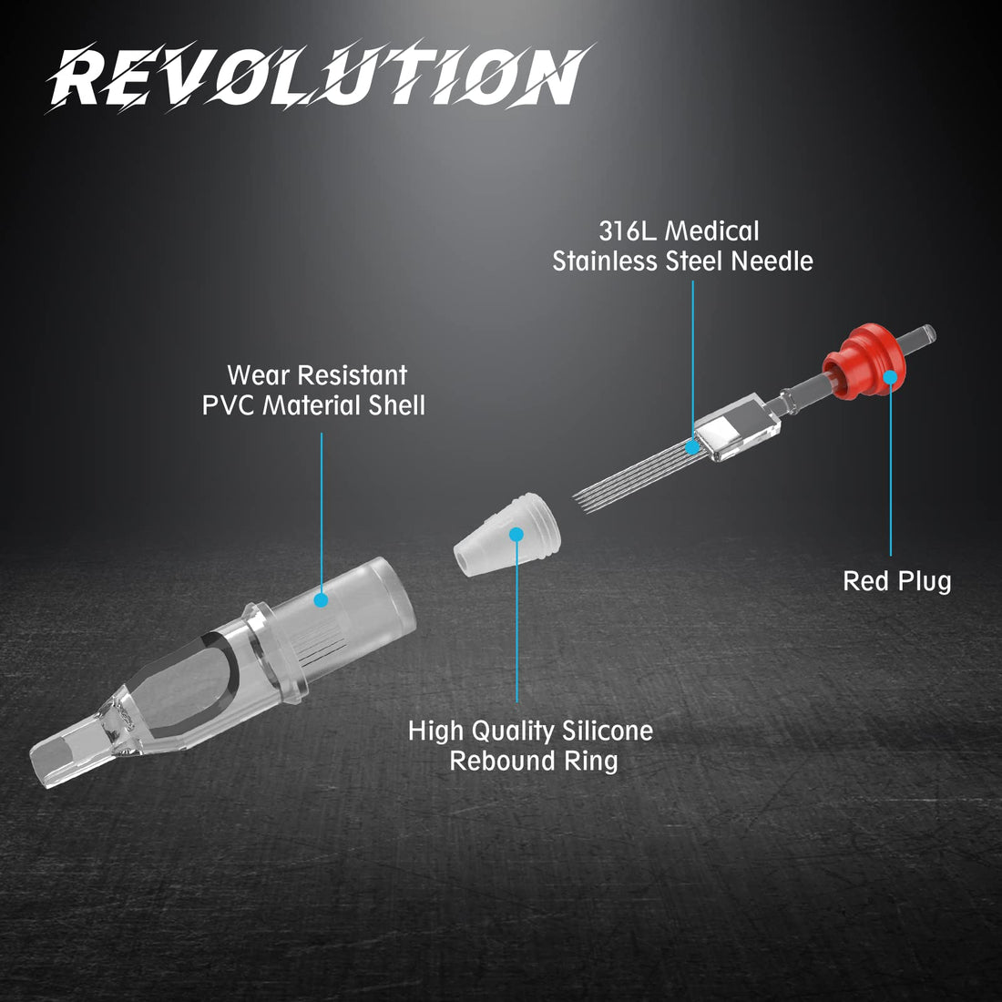 EZTAT2 New Revolution Tattoo Needle Cartridges #10 BugPin 11 Curved Magnum L-Taper (NEW-C1011M1C-1)