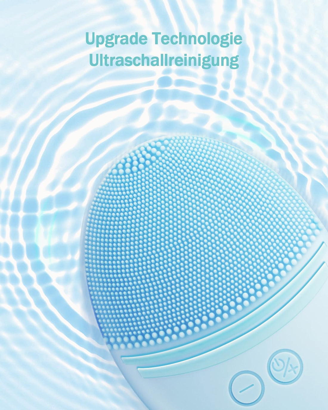 EZBASICS Facial Cleansing Brush, Waterproof Sonic Vibrating Face Brush for Deep Cleansing, Gentle Exfoliating and Massaging, Inductive charging (Blue)