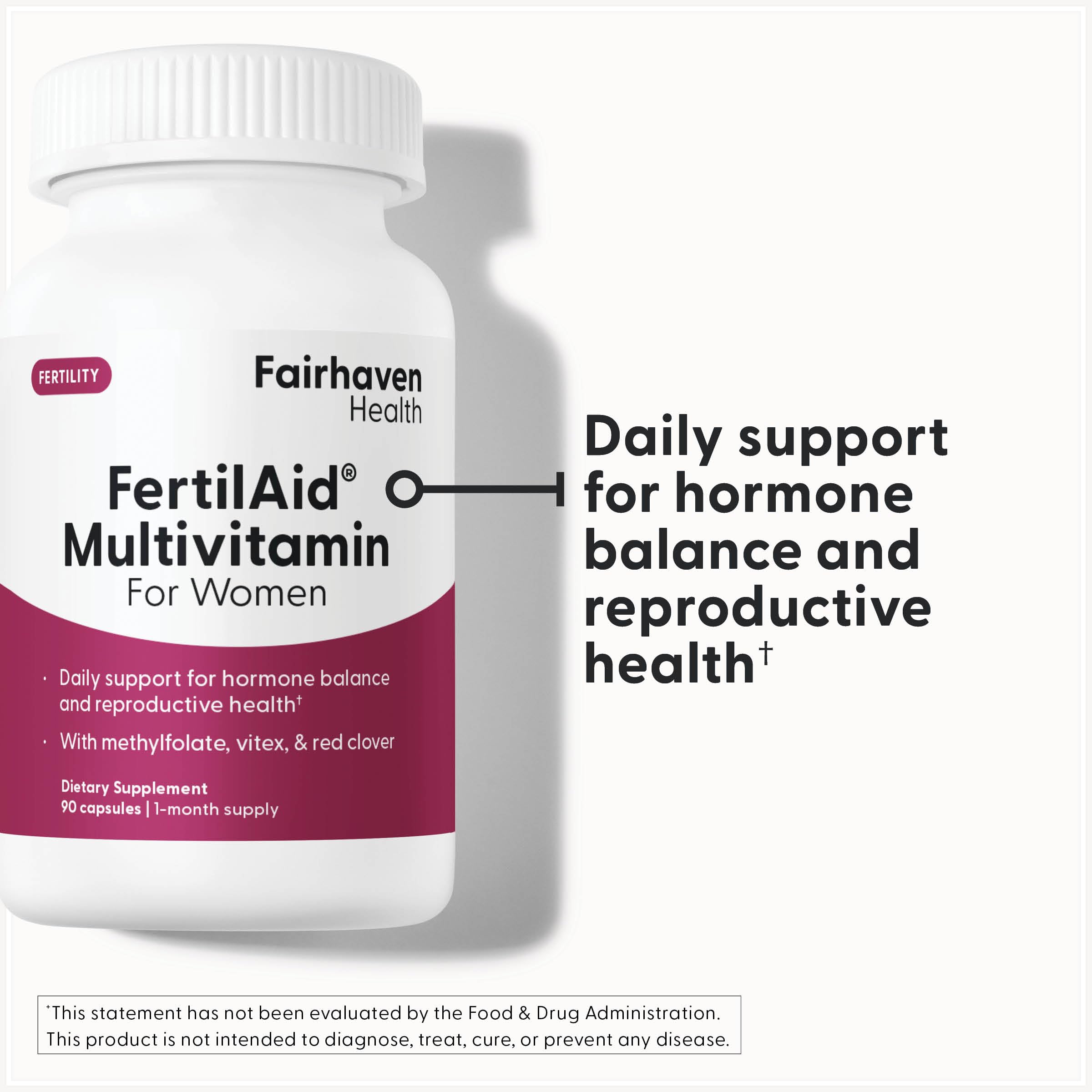 FertilAid for Women, Fertility Supplement for Women & Natural Fertility Vitamin with Vitex, Support Female Cycle Regularity & Ovulation, Comprehensive Prenatal Multivitamin with Folate, 3 Month Supply