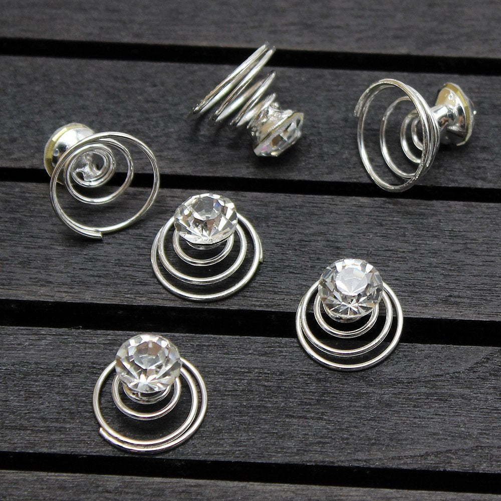 Newstarfactory Gorgeous Rhinestones Hair Spirals Clips Pack Of One Dozen With Special Gift (White)
