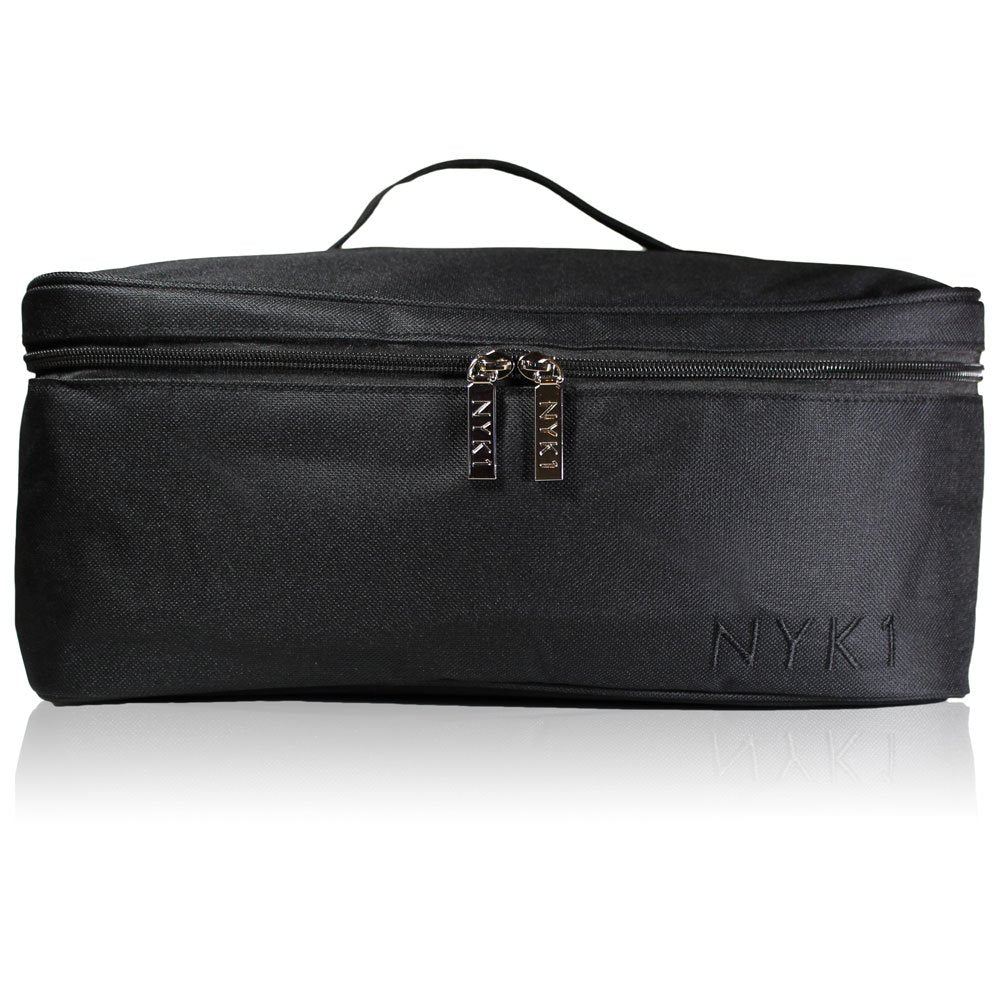 Make Up Beauty Cosmetic Bag - Large Travel Wash Case Bags for Women Girls Storage of Makeup Cosmetics, Toiletry Pouch for Brushes Toiletries Kids Brush Kit Nail Art Lamp Set, Splash Waterproof (BLACK)