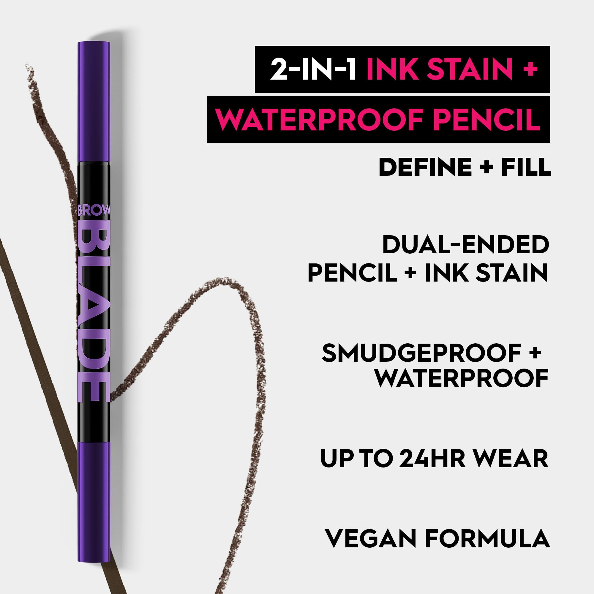 Urban Decay Brow Blade 2-in-1 Eyebrow Pen & Waterproof Pencil (Dark Drapes - Dark Brown), Smudge-proof, Transfer-resistant, Ink Stain & Creamy Brow Pencil, Vegan, Cruelty-free - 0.01 oz
