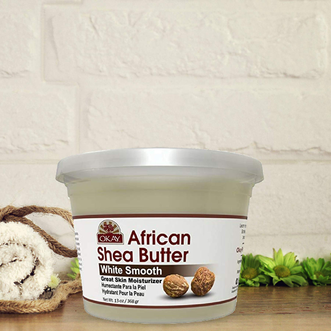 OKAY SHEA BUTTER JAR WHITE 13oz weight (16oz jar size)