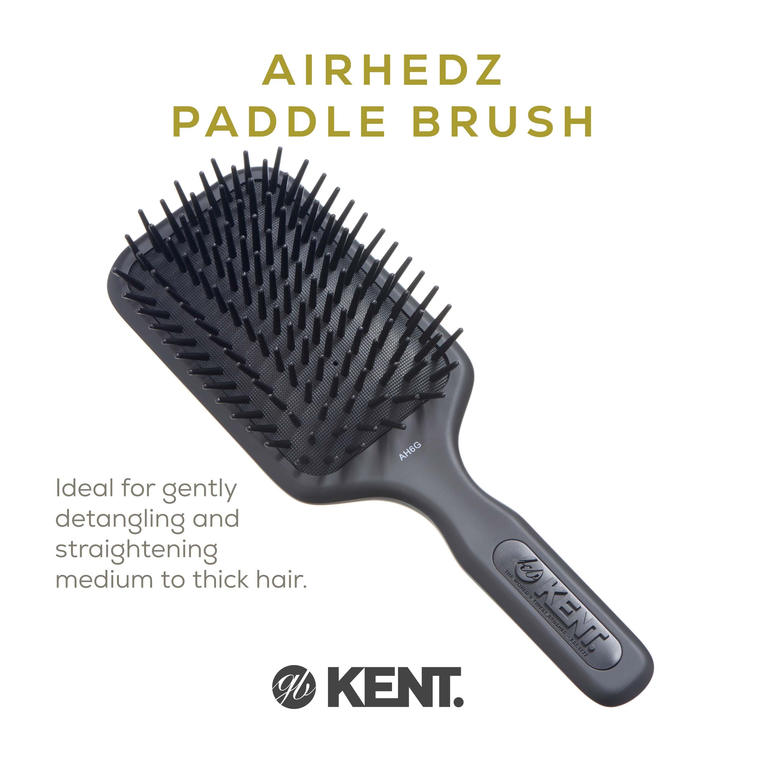 Kent AH6G Airhedz Pro Extra Large Pin Hair Brush (Fat Pin, Grey)