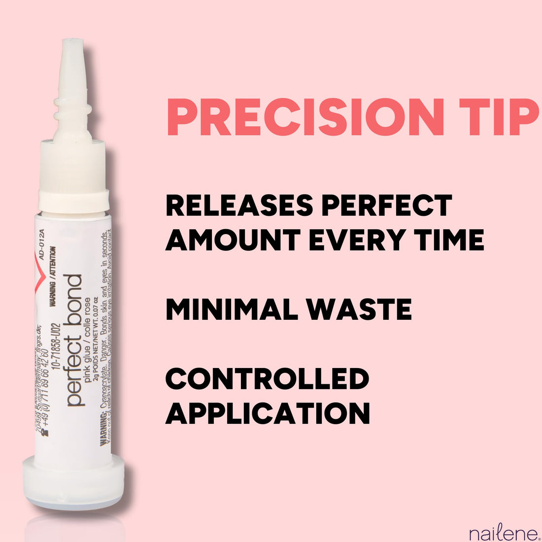 Nailene Perfect Bond Nail Glue, Super Strong, Durable, Easy to Apply Acrylic Nails, Press On Nails, Repairs Natural Nails, Quick Drying Nail Adhesive, Lasts 7 Days, Pink Tint, 2 g/0.07 oz, 2 Pack