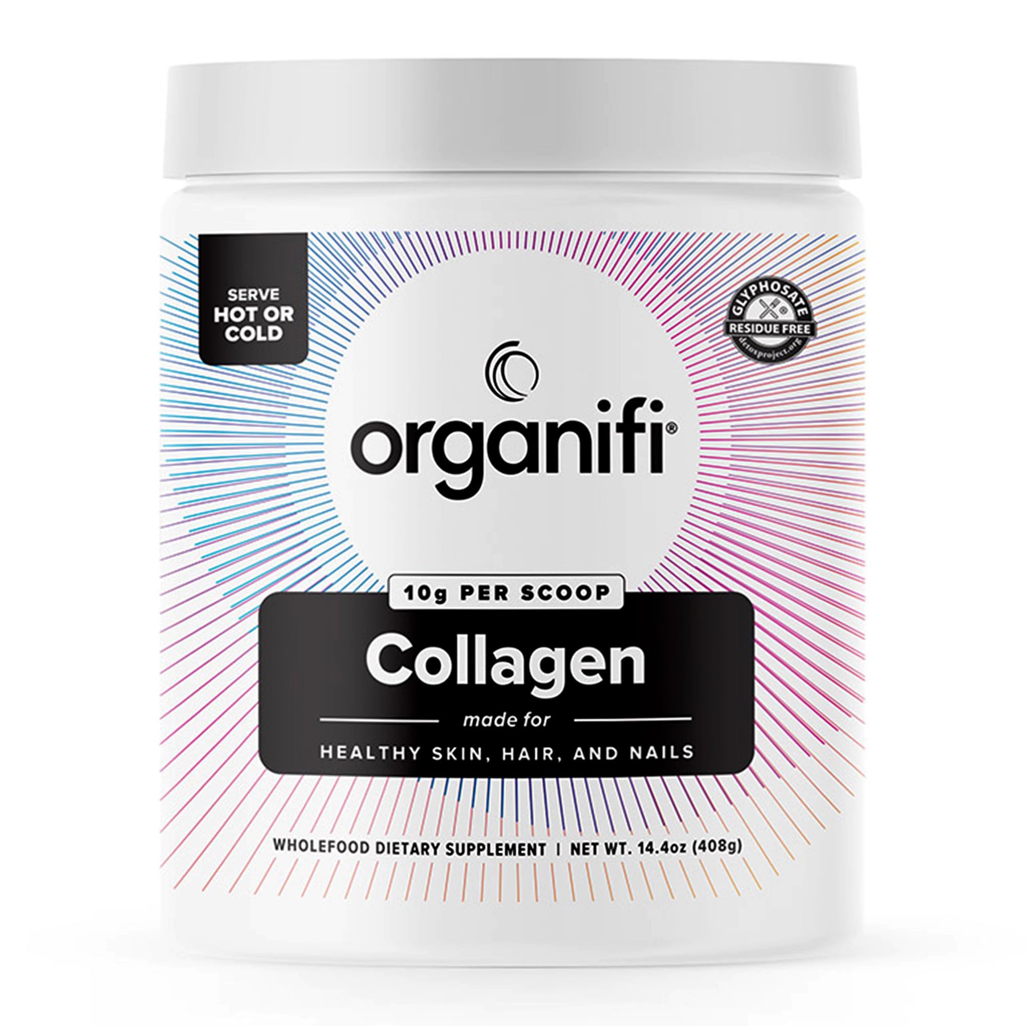 Organifi Unflavored Collagen Powder - Supports Stronger Skin, Nails, and Hair, 30 Servings