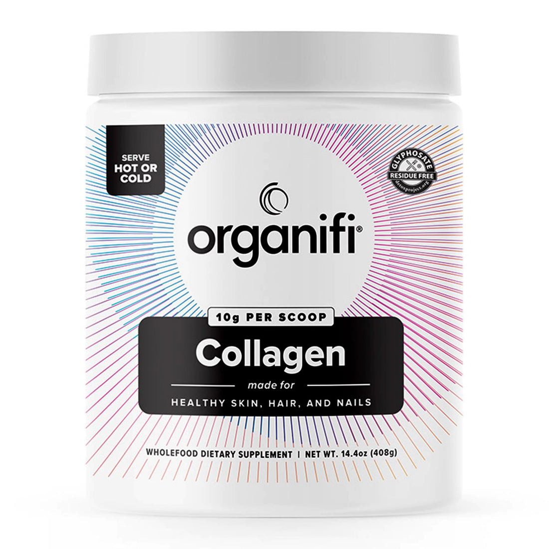 Organifi Unflavored Collagen Powder - Supports Stronger Skin, Nails, and Hair, 30 Servings