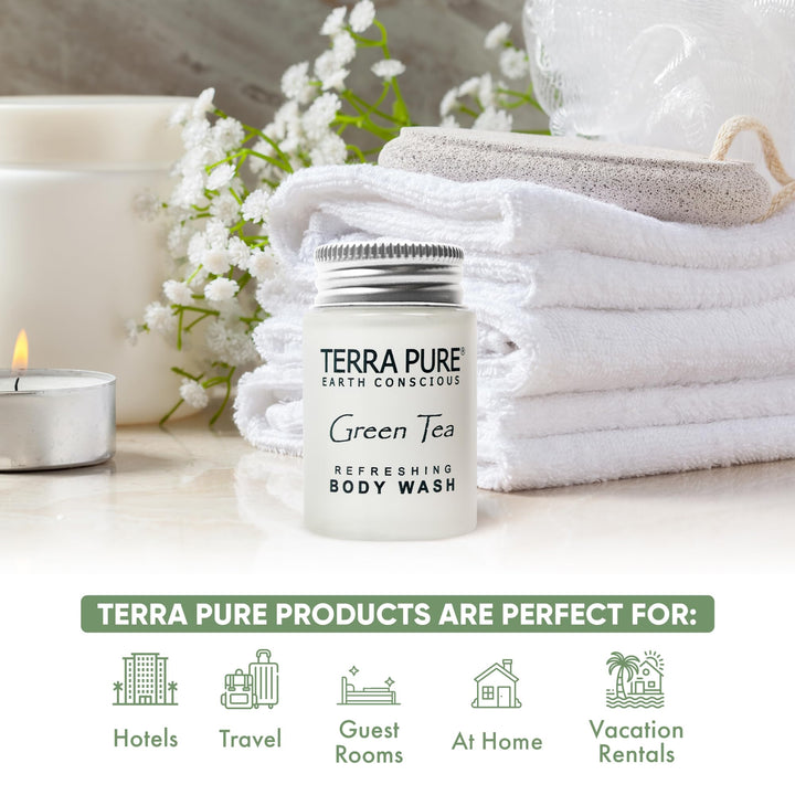 Terra Pure Green Tea Body Wash, 1 oz. In Jam Jar With Organic Honey And Aloe Vera (Case of 20)