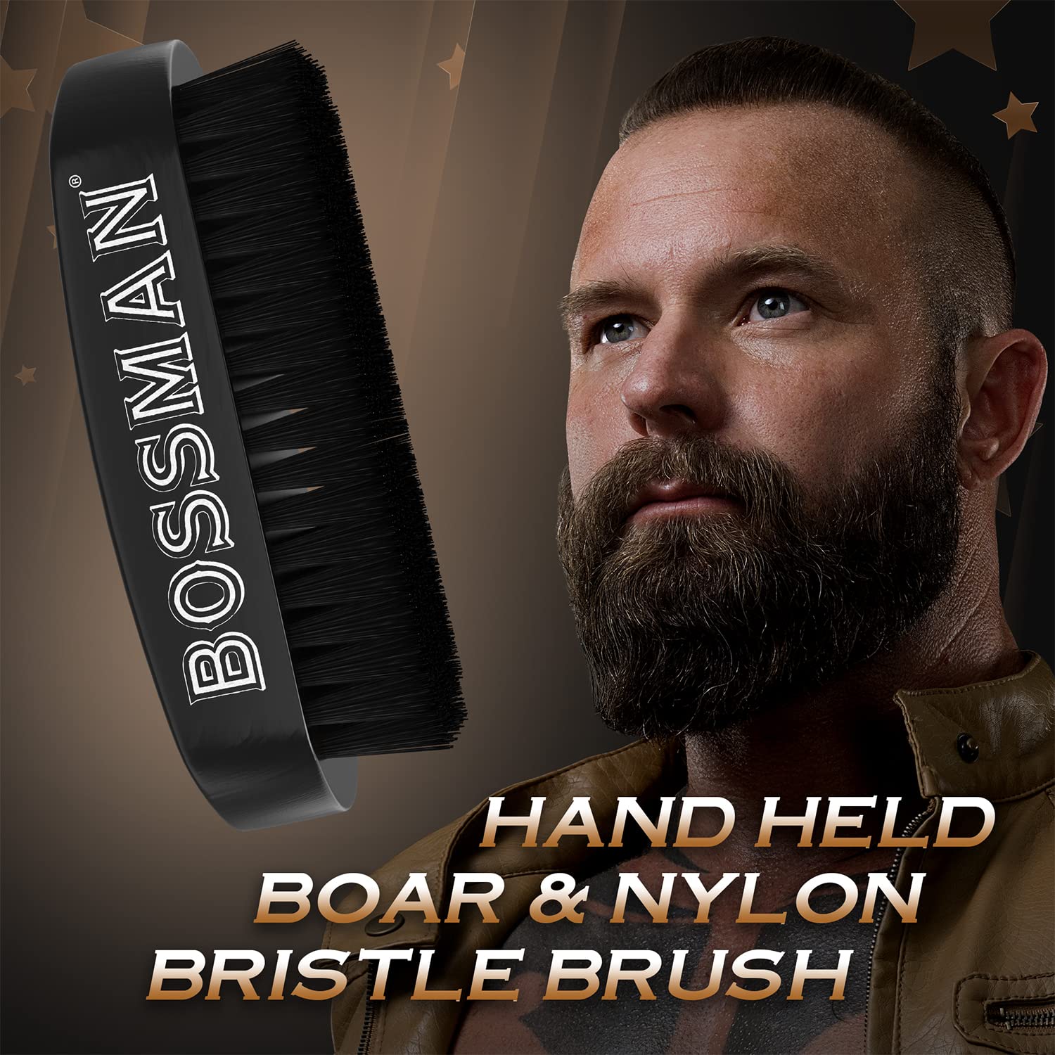 BOSSMAN'S HAND HELD BOAR & NYLON BRISTLE BRUSH