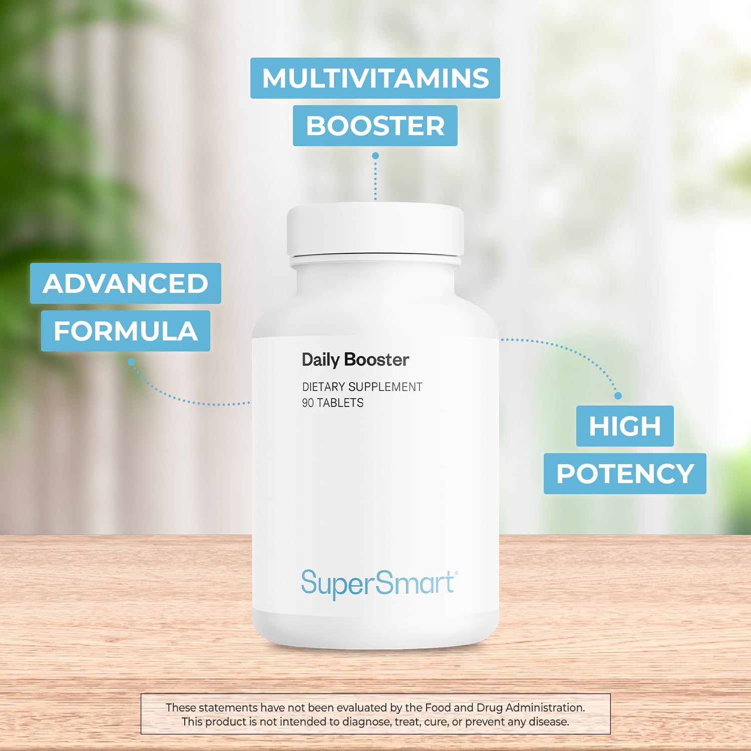 Supersmart - Daily Booster - with PQQ, Acetyl L-Carnitine & R-Lipoic Acid - Boost Your Daily Multivitamin Supplement | Non-GMO & Gluten Free - 90 Tablets