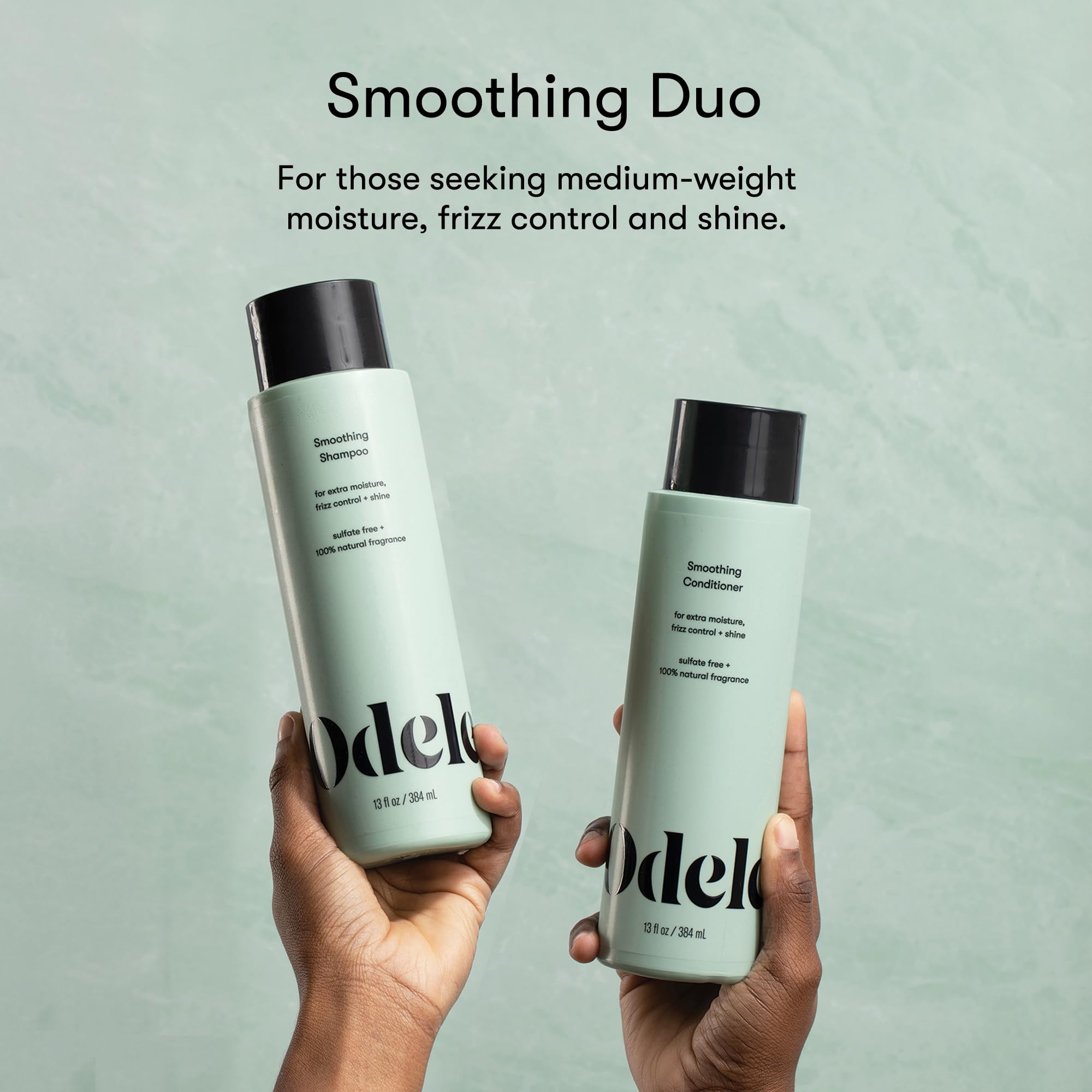 Odele Smoothing Sulfate-Free Shampoo & Conditioner Set for Moisture, Frizz Control, Shine, and Straight to Curly Hair Types, 13 Fl Oz Each (2-Pack)