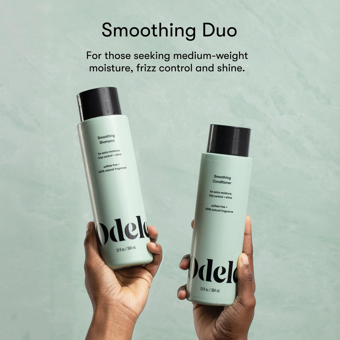 Odele Smoothing Sulfate-Free Shampoo & Conditioner Set for Moisture, Frizz Control, Shine, and Straight to Curly Hair Types, 13 Fl Oz Each (2-Pack)