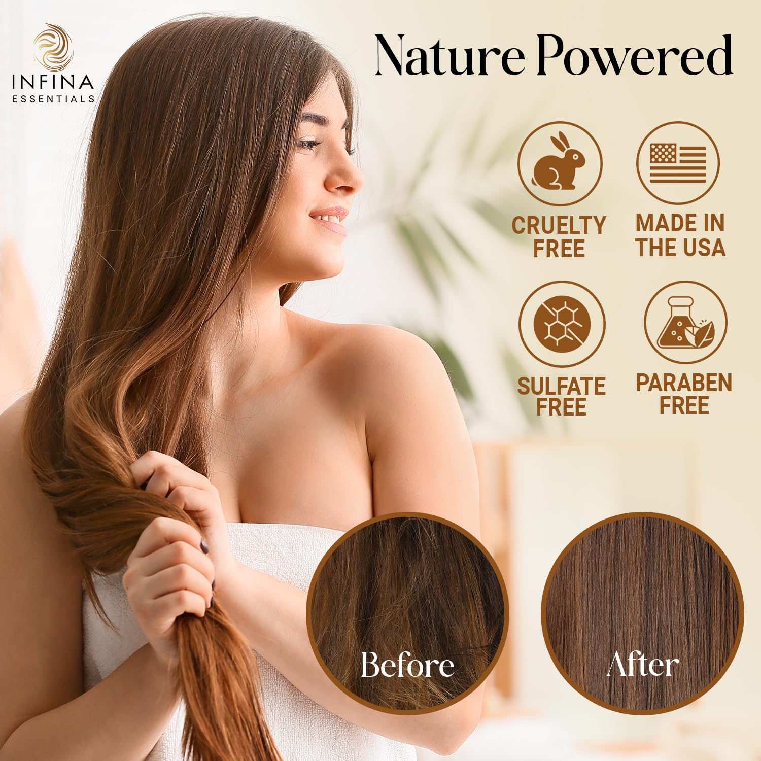 INFINA ESSENTIALS Batana Oil Shampoo and Conditioner Set - Biotin & Tea Tree Oil for Hair Growth & Thickness - Moisturizing & Nourishing Shampoo for Thinning Hair for Men & Women - 16 fl oz Each