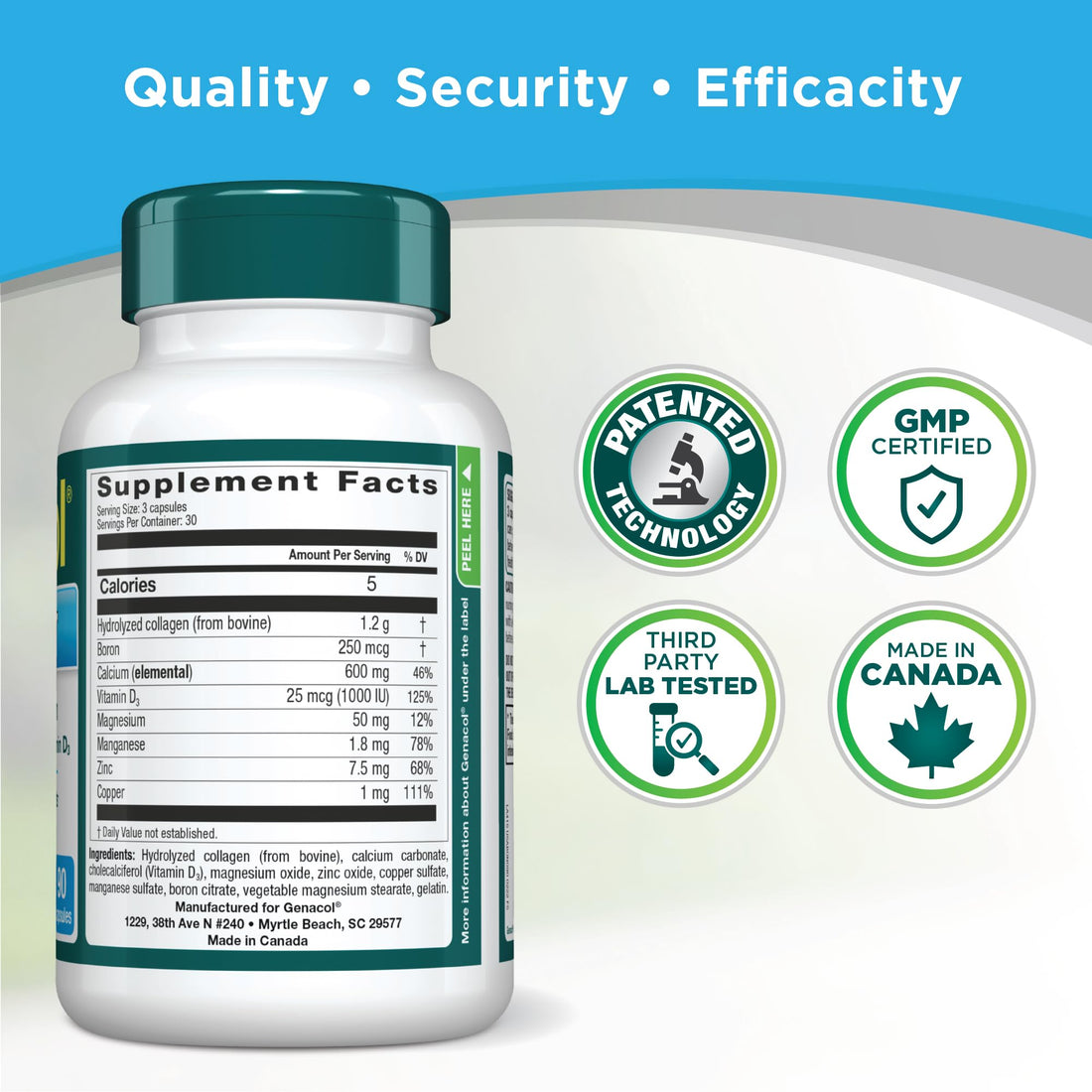 Genacol Collagen and Calcium, Boron, Magnesium & Vitamin D3 for Bone Health Joint Support Supplement Bone & Joint 90 Capsules