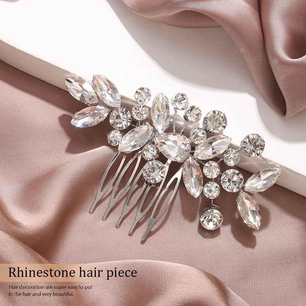 Catery Crystal Bride Wedding Hair Comb Hair Accessories with Rhinestone Bridal Side Combs for Women and Girls