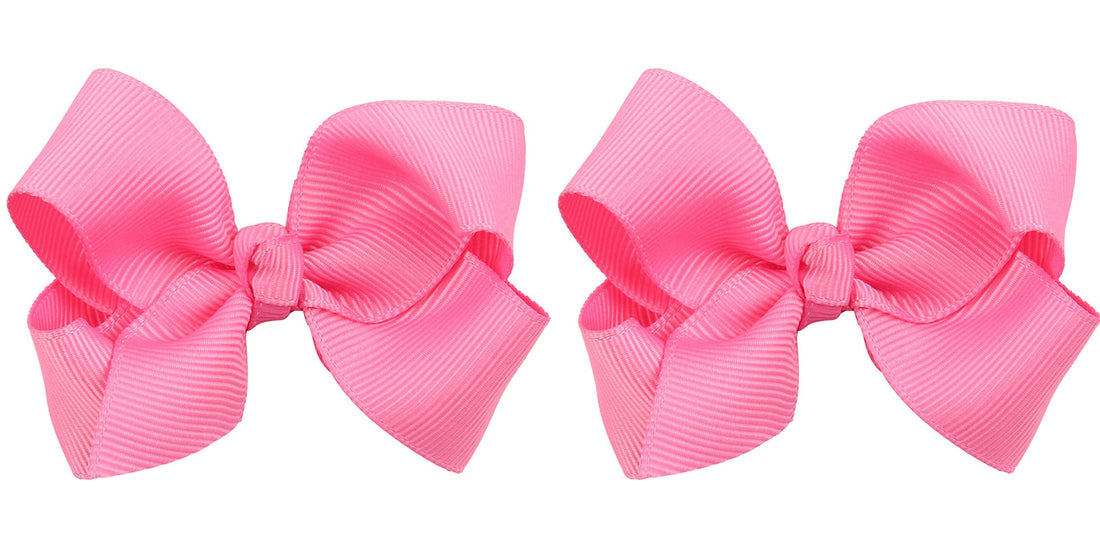 ZOONAI 3 Inch Baby Girl Hair Bows Boutique Hair Clip Teens Toddlers Hairpin Headwear - Set of 2 (Deep Pink)
